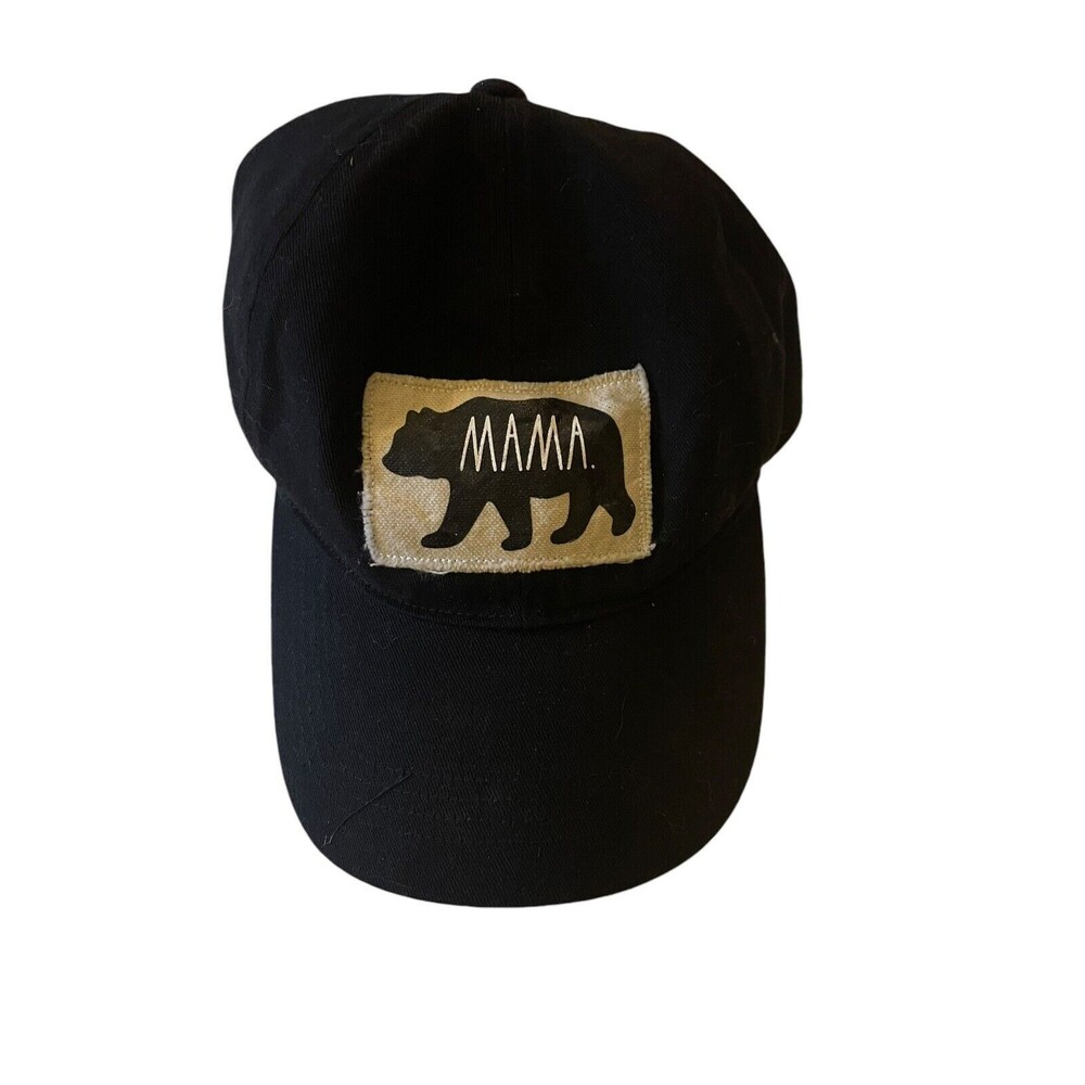 RAE DUNN MAMA Bear Patch Strapback Black Hat Cap